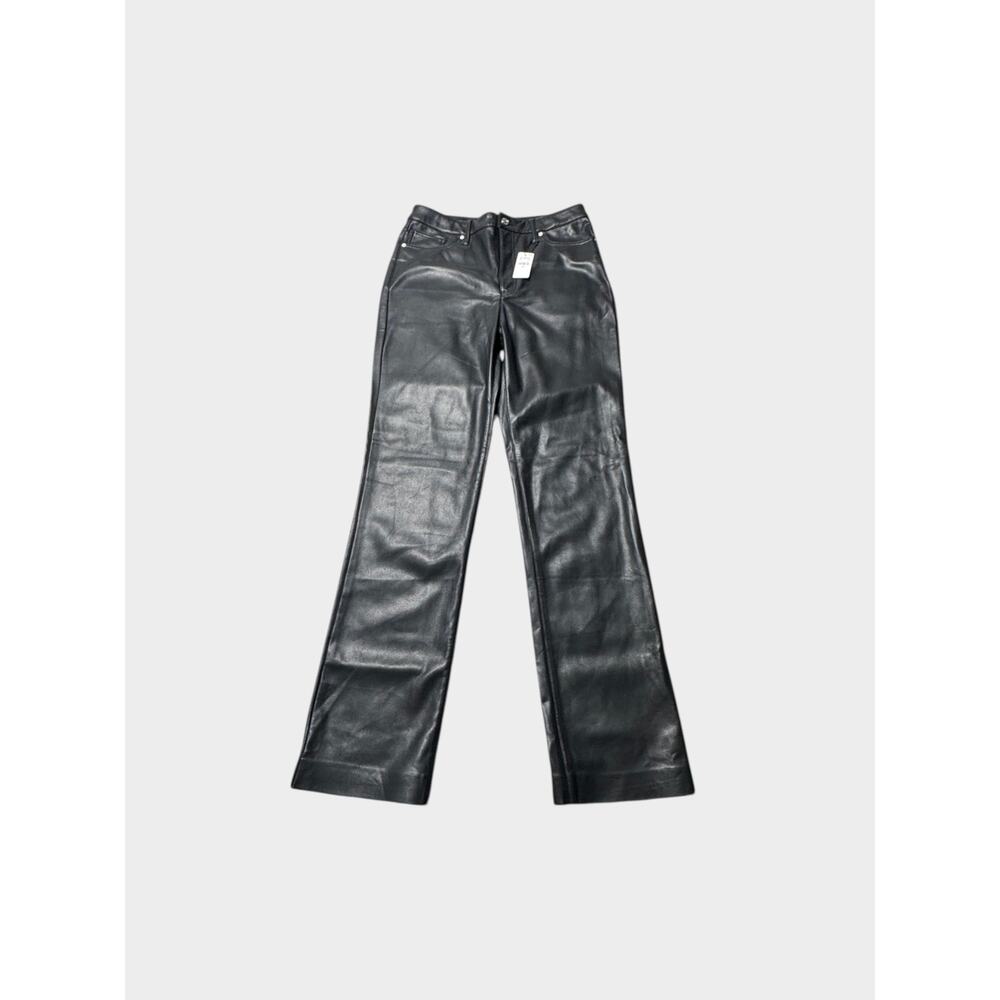 NWT Express 90s Slim Pants Womens 10L Black Faux Leather Super High Rise Classic - Picture 2 of 11